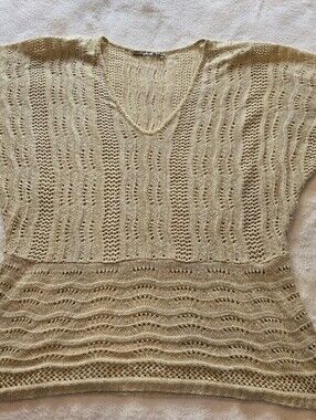 Light Cream Knit V-Neck Women's Sweater
